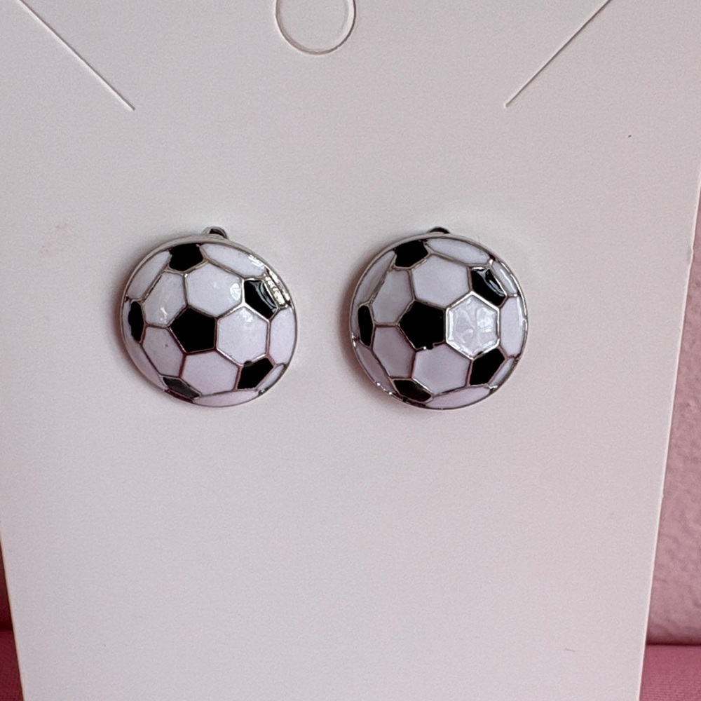 Soccer Ball Stud Earrings NEW